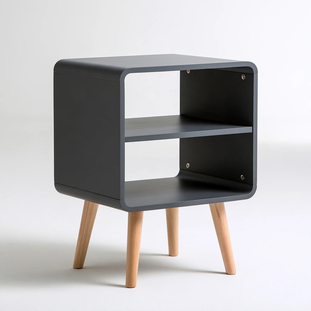 Table de chevet aux lignes épurées, coloris gris foncé