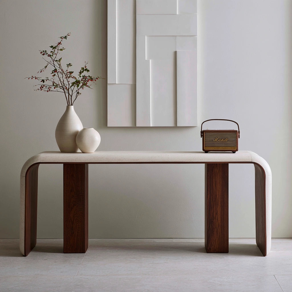 Console d'entrée aux lignes épurées, coloris gris