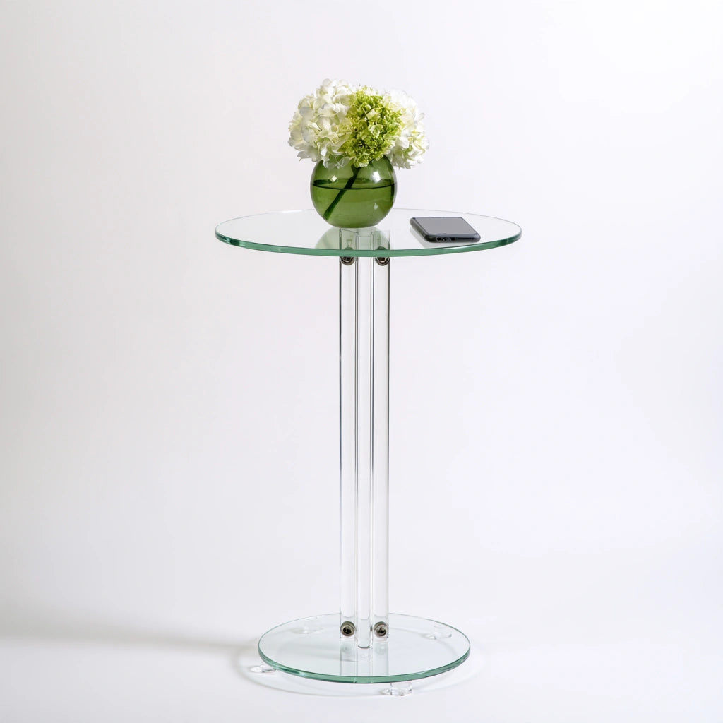 Table d'appoint avec éléments en verre, coloris gris