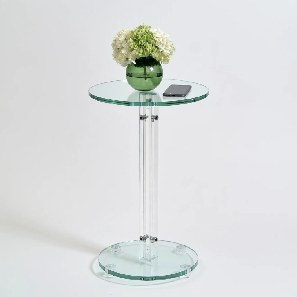 Table d'appoint avec éléments en verre, coloris gris