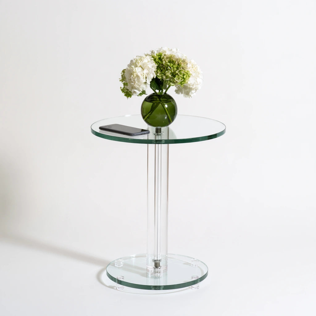 Table d'appoint avec éléments en verre, coloris gris