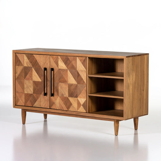 Meuble de rangement en bois, coloris brun naturel