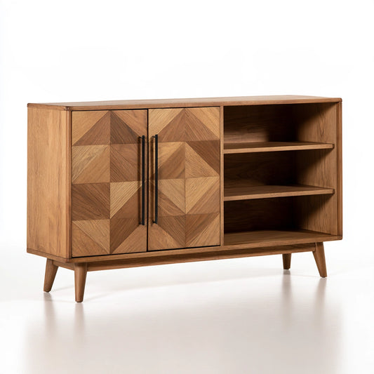 Meuble de rangement en bois, coloris brun naturel