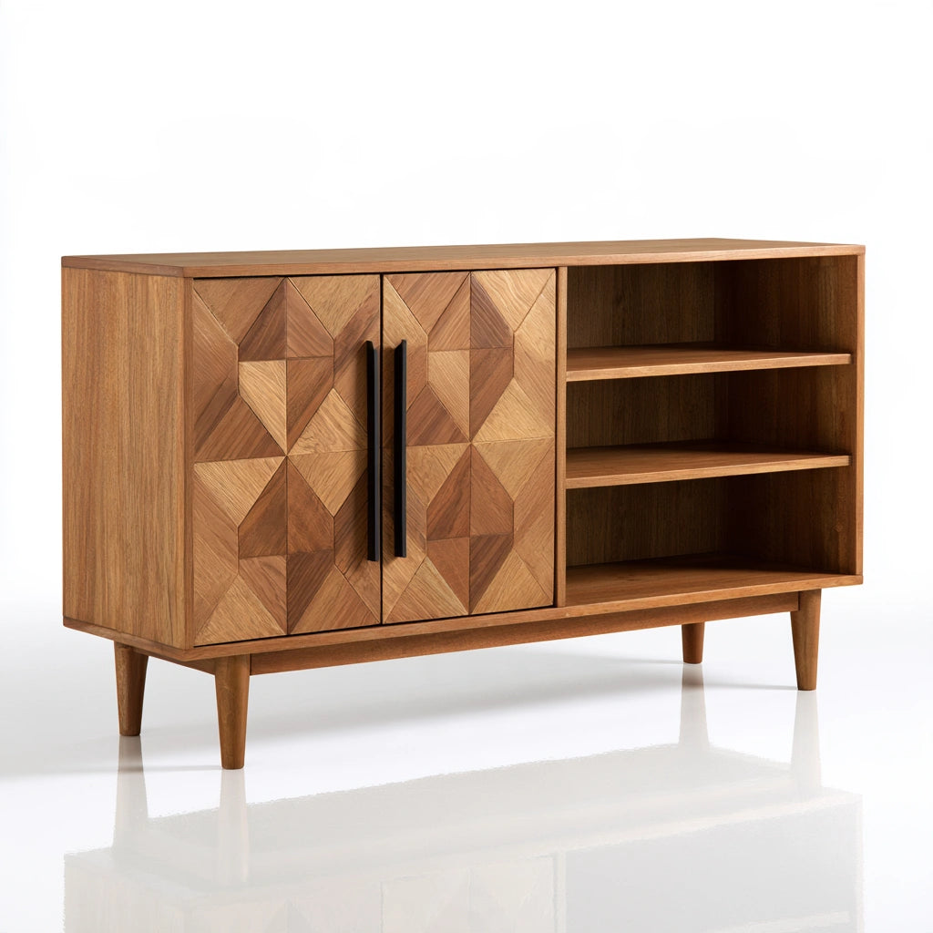 Meuble de rangement en bois, coloris brun naturel