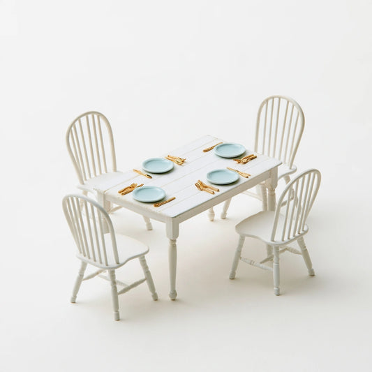 Ensemble de salle à manger miniature aux lignes épurées, coloris blanc