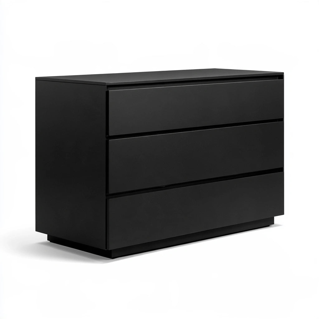 Commode verticale aux lignes épurées à quatre tiroirs, coloris noir