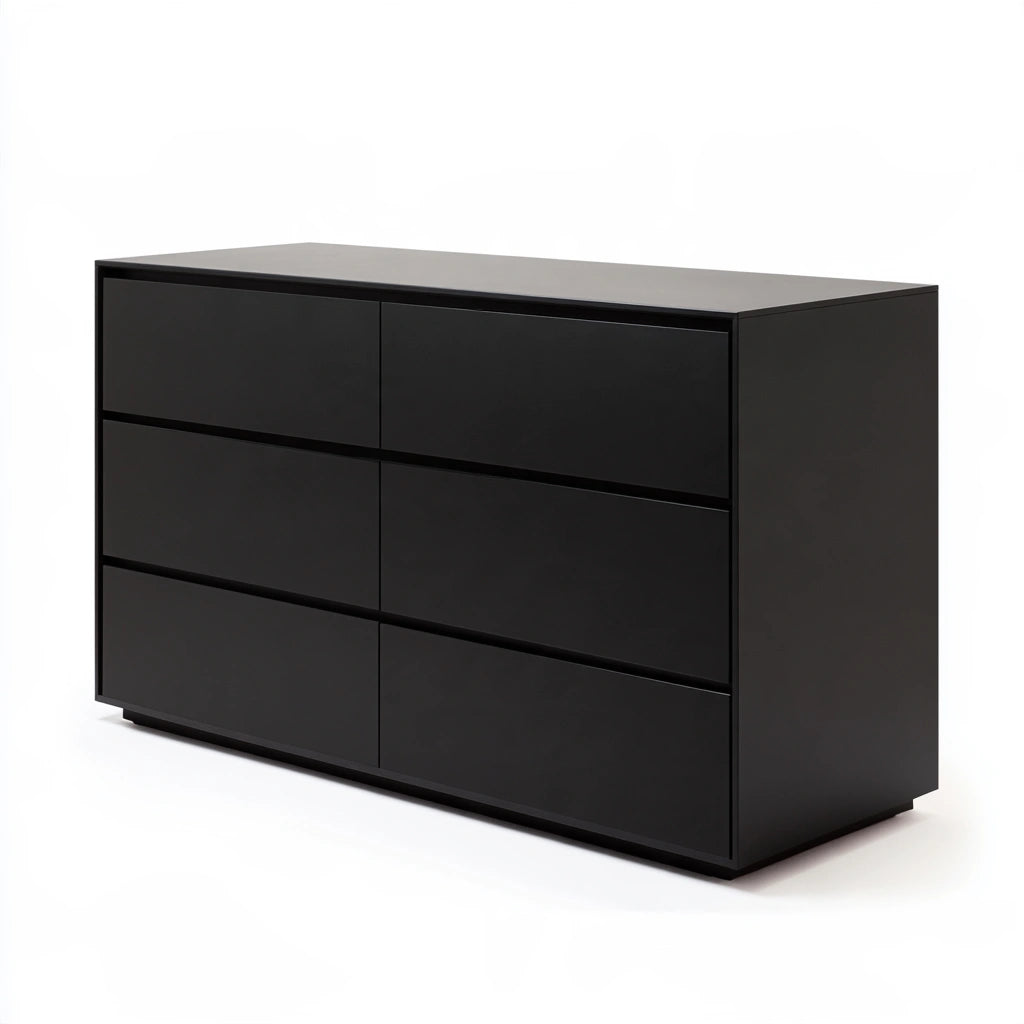 Commode verticale aux lignes épurées à quatre tiroirs, coloris noir
