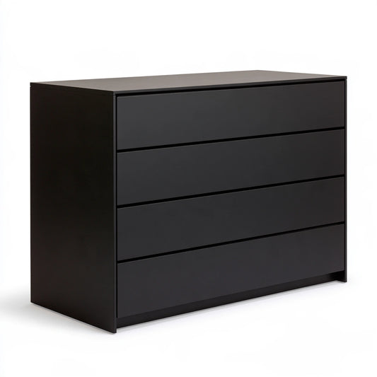 Commode verticale aux lignes épurées à quatre tiroirs, coloris noir