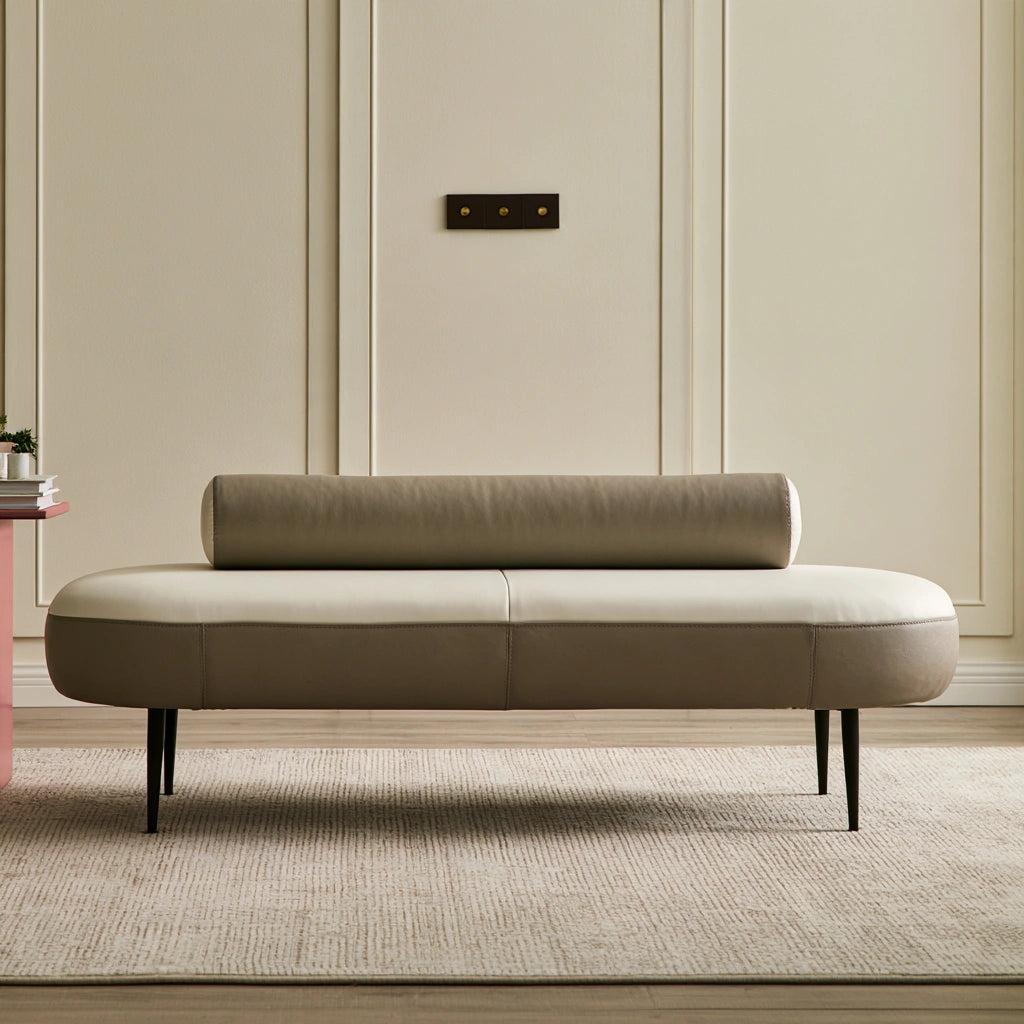 Banc décoratif aux lignes épurées, coloris beige clair