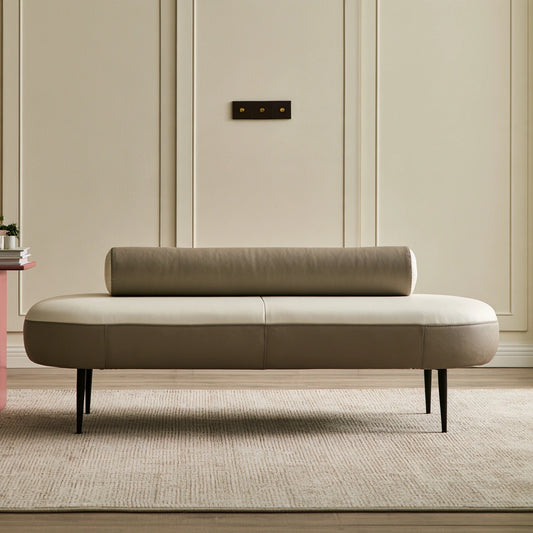 Banc décoratif aux lignes épurées, coloris beige clair
