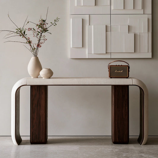 Console d'entrée aux lignes épurées, coloris gris