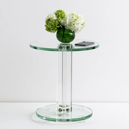 Table d'appoint avec éléments en verre, coloris gris