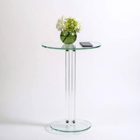 Table d'appoint avec éléments en verre, coloris gris