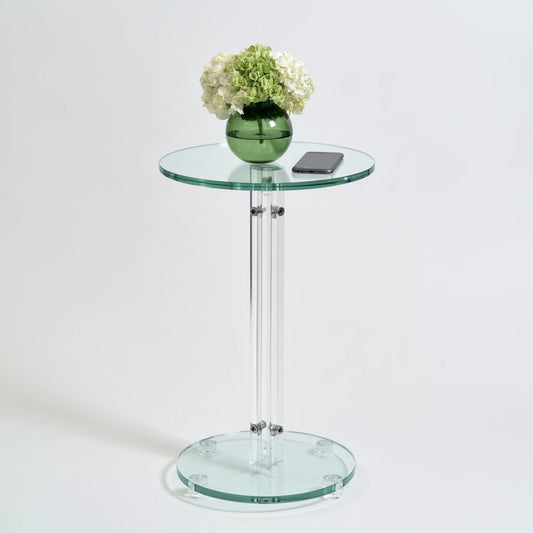 Table d'appoint avec éléments en verre, coloris gris