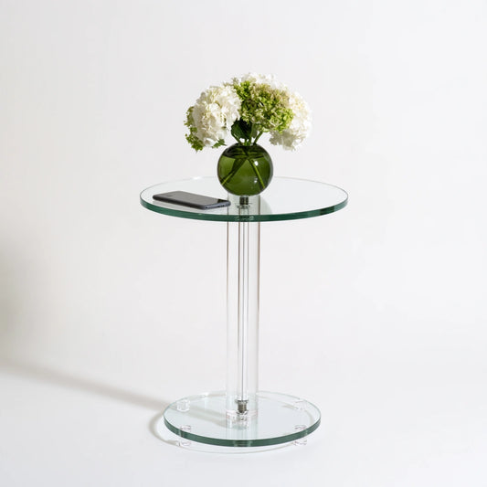 Table d'appoint avec éléments en verre, coloris gris
